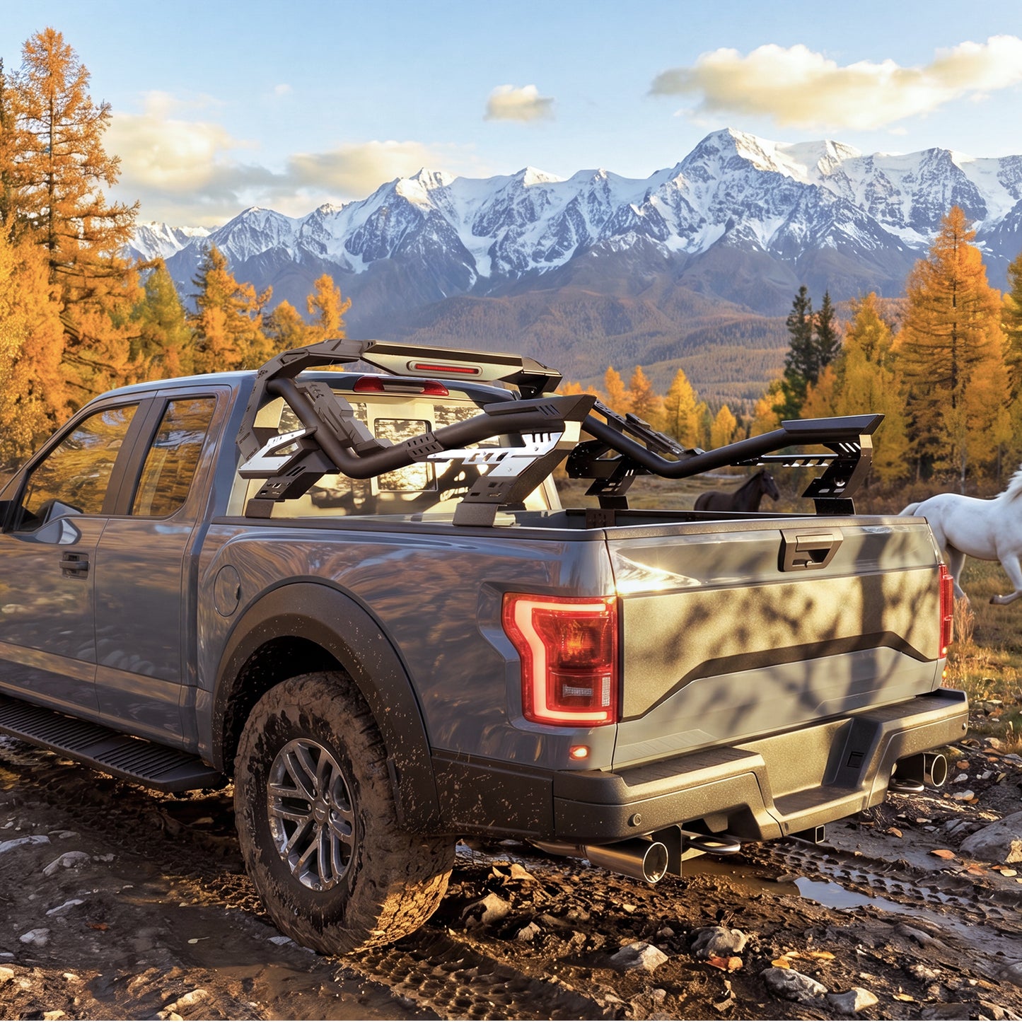 55.9"–63.8" Adjustable Width Dakrova Truck Bed Roll Bar | For Ford, Jeep, Toyota, Chevrolet, GMC, Nissan