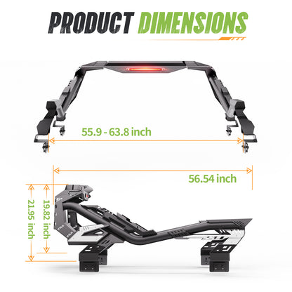 55.9"–63.8" Adjustable Width Dakrova Truck Bed Roll Bar | For Ford, Jeep, Toyota, Chevrolet, GMC, Nissan