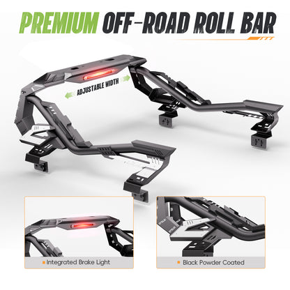 55.9"–63.8" Adjustable Width Dakrova Truck Bed Roll Bar | For Ford, Jeep, Toyota, Chevrolet, GMC, Nissan