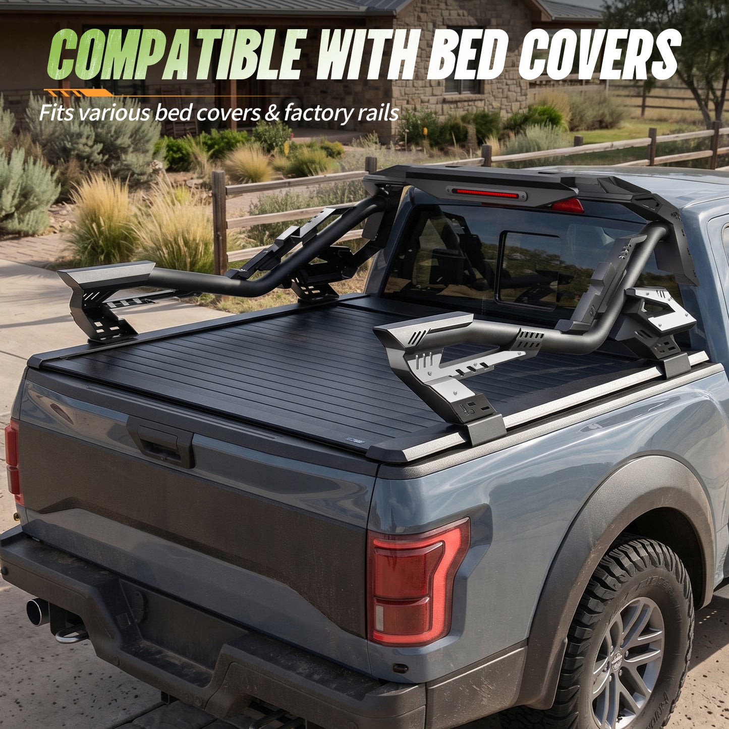 55.9"–63.8" Adjustable Width Dakrova Truck Bed Roll Bar | For Ford, Jeep, Toyota, Chevrolet, GMC, Nissan
