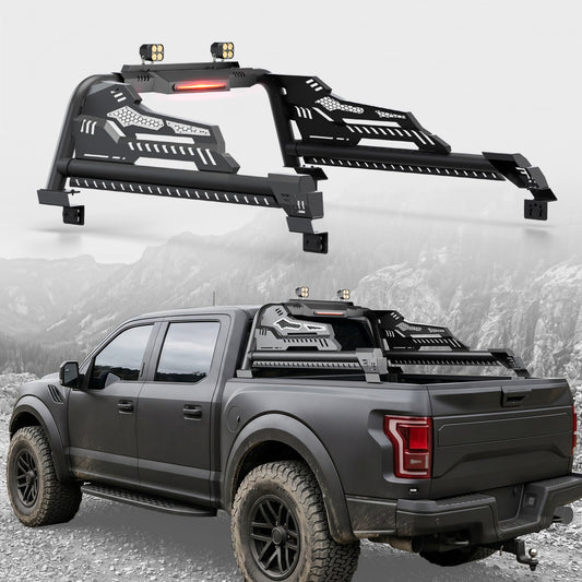 55.9"–65.3" Adjustable Width Dakrova Roll Bar with High Mount Brake Light | For Ford, Jeep, Toyota, Chevrolet, GMC, Nissan, Ram