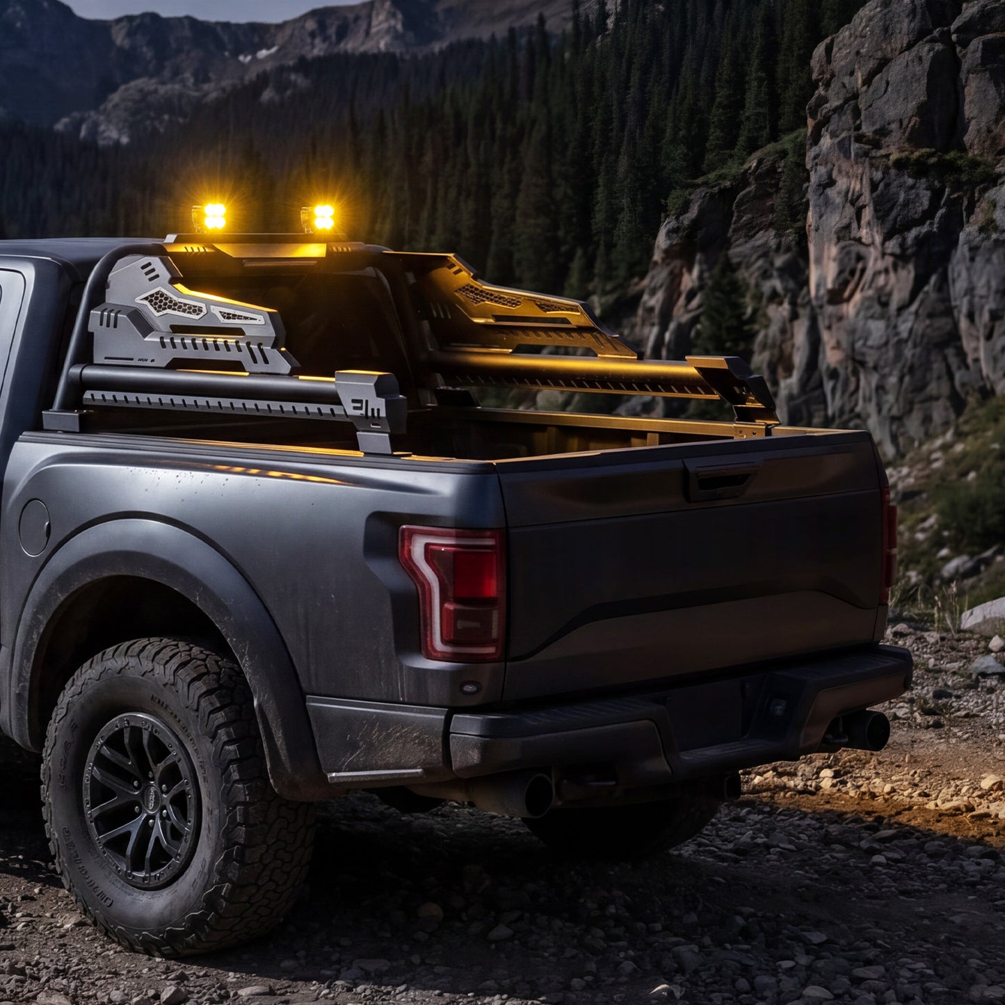 55.9"–65.3" Adjustable Width Dakrova Roll Bar with High Mount Brake Light | For Ford, Jeep, Toyota, Chevrolet, GMC, Nissan, Ram