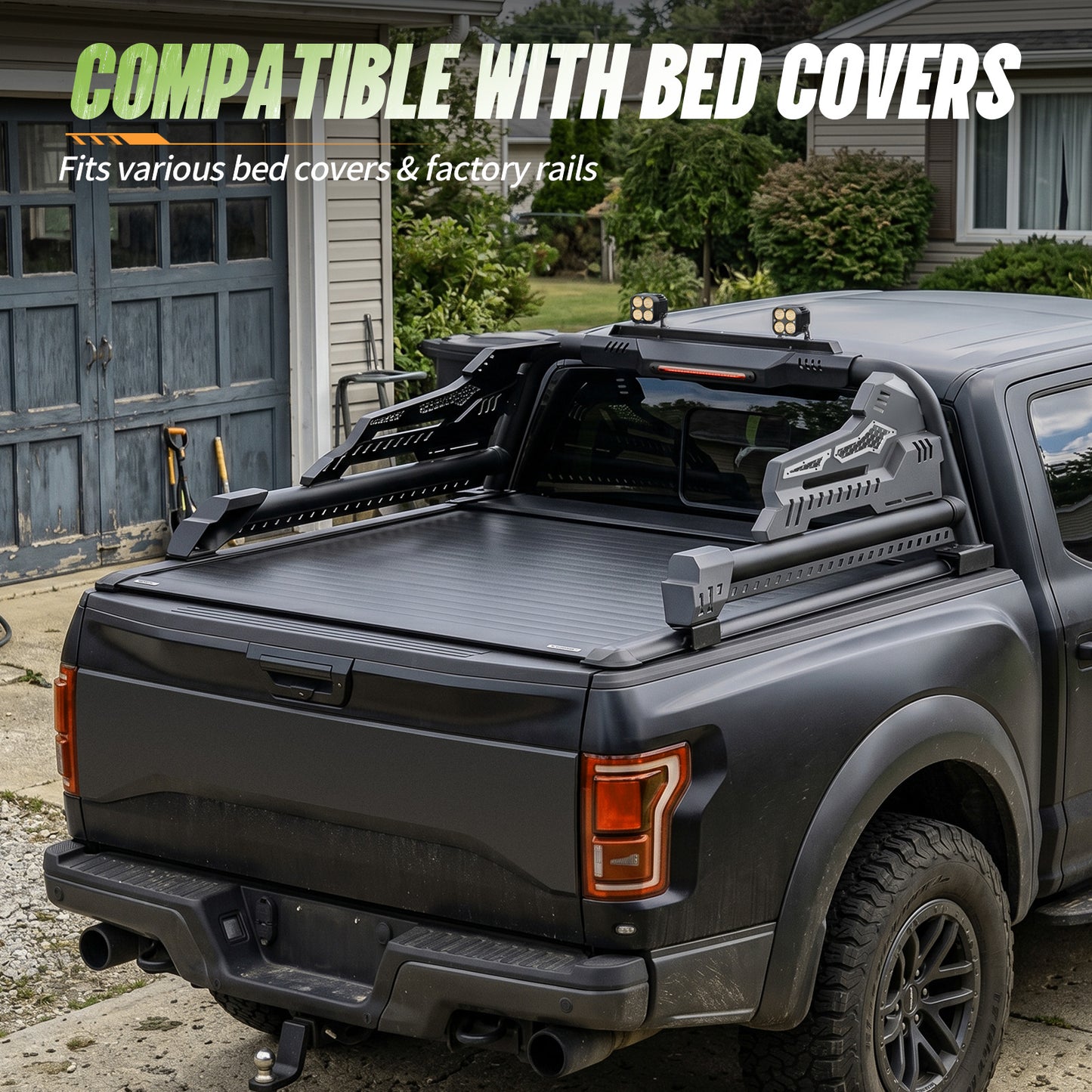 55.9"–65.3" Adjustable Width Dakrova Roll Bar with High Mount Brake Light | For Ford, Jeep, Toyota, Chevrolet, GMC, Nissan, Ram