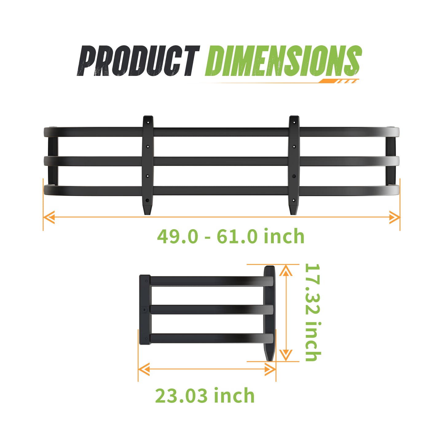 49"–61" Adjustable Width  Dakrova Retractable Truck Bed Extender | For Ford Jeep Toyota Chevrolet GMC Frontier（Mid Size Pickup）