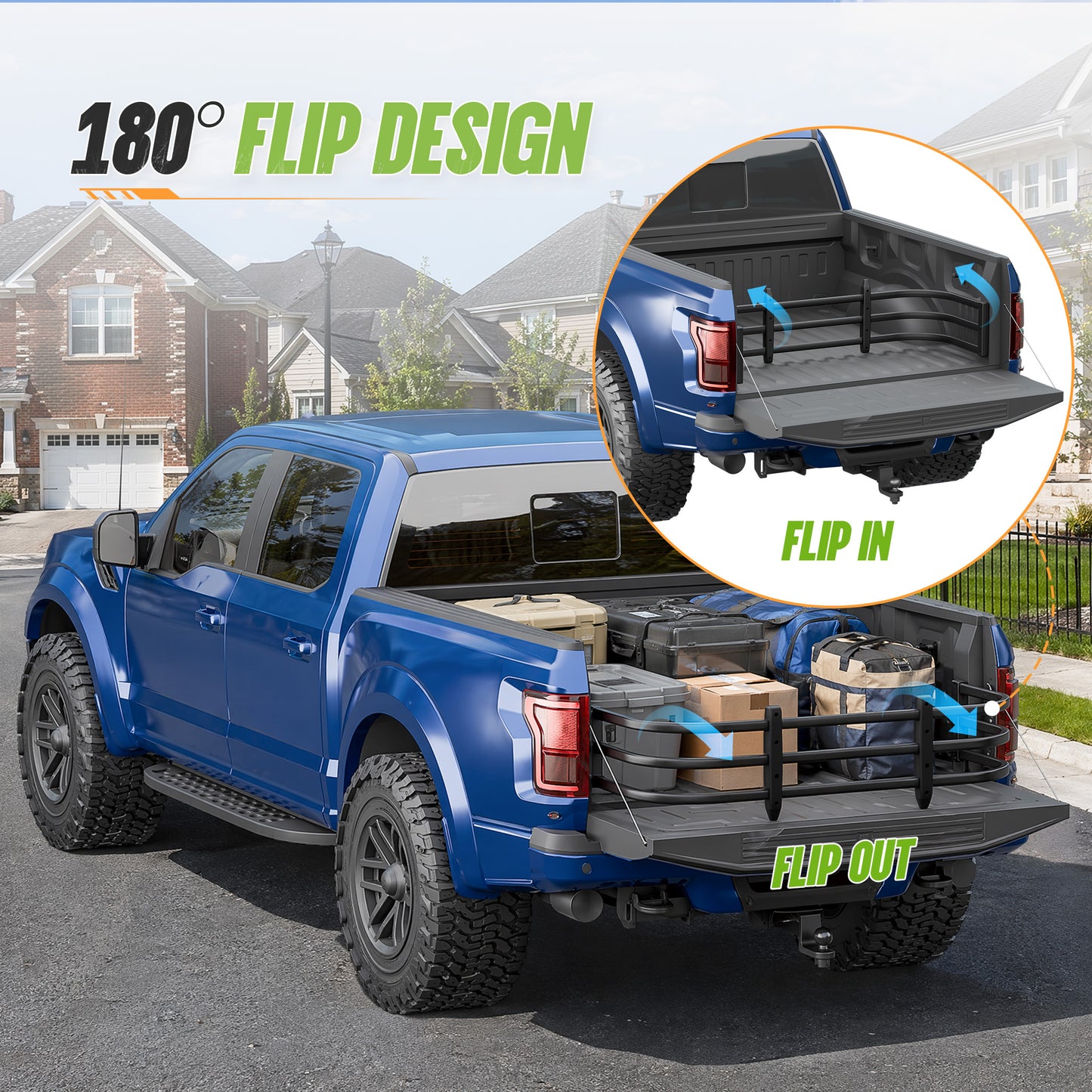 49"–61" Adjustable Width  Dakrova Retractable Truck Bed Extender | For Ford Jeep Toyota Chevrolet GMC Frontier（Mid Size Pickup）