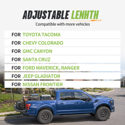 49"–61" Adjustable Width  Dakrova Retractable Truck Bed Extender | For Ford Jeep Toyota Chevrolet GMC Frontier（Mid Size Pickup）