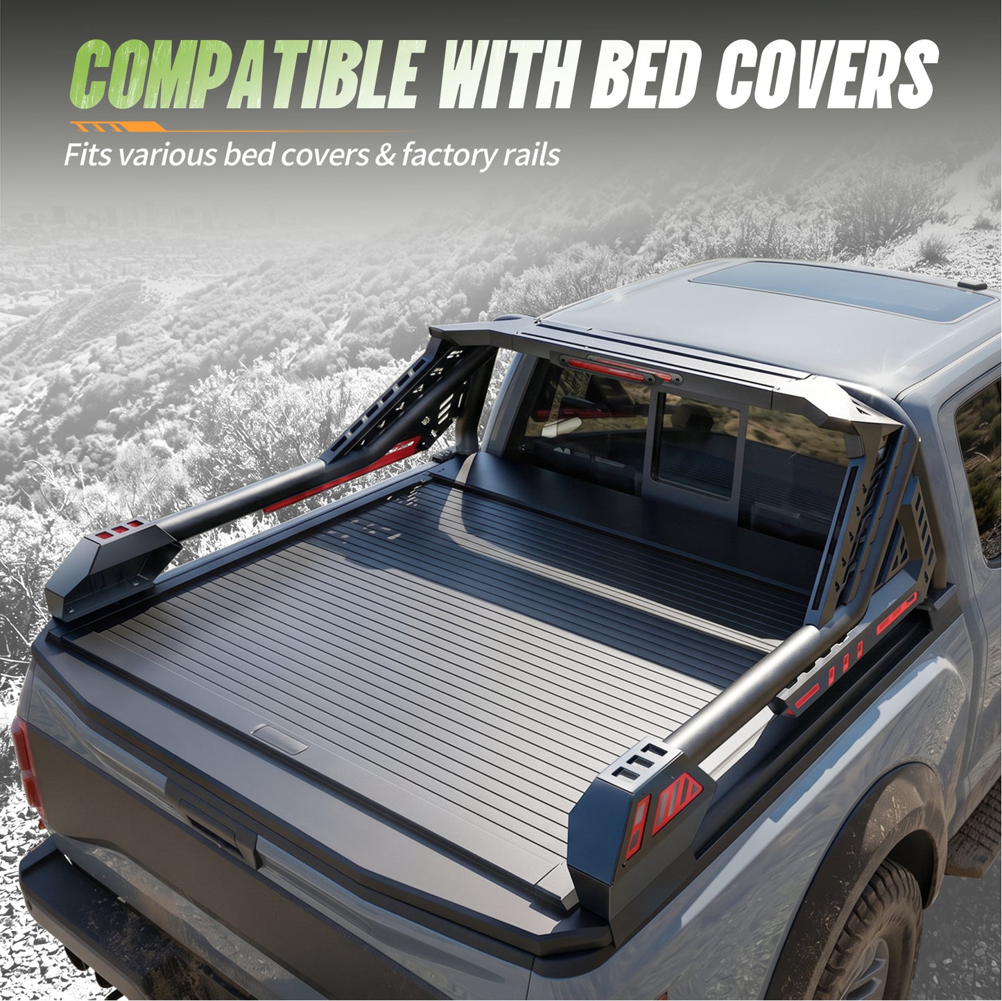 55.91" – 65.35" Adjustable Width Dakrova Roll Bar | For Ford F-150/F-250/F-350, Chevy Silverado, GMC Sierra, Ram, Toyota Tundra, Nissan Titan