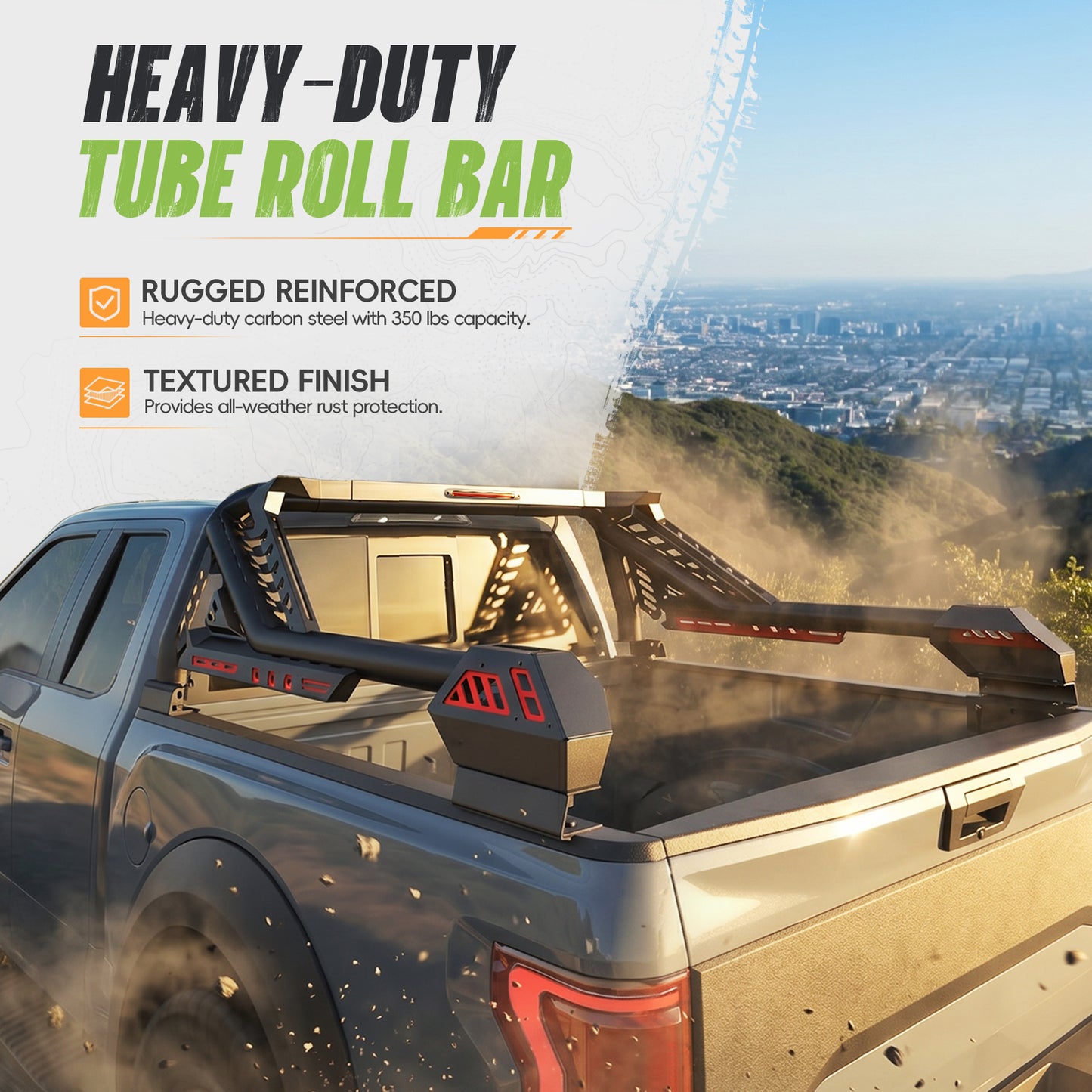 55.91" – 65.35" Adjustable Width Dakrova Roll Bar | For Ford F-150/F-250/F-350, Chevy Silverado, GMC Sierra, Ram, Toyota Tundra, Nissan Titan