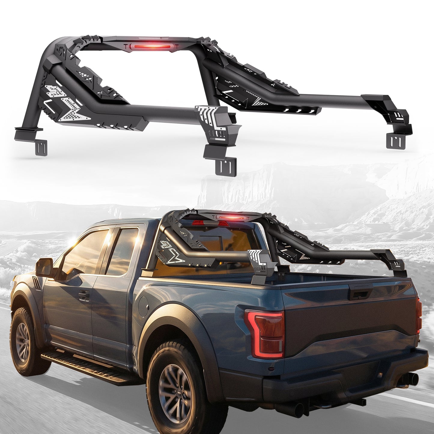55.9" – 63.0" Adjustable Width Dakrova Roll Bar | For Toyota Tacoma, Ford Ranger, Chevy Colorado, GMC Canyon, Nissan Frontier, Jeep Gladiator JT Mid Size Pickup Trucks