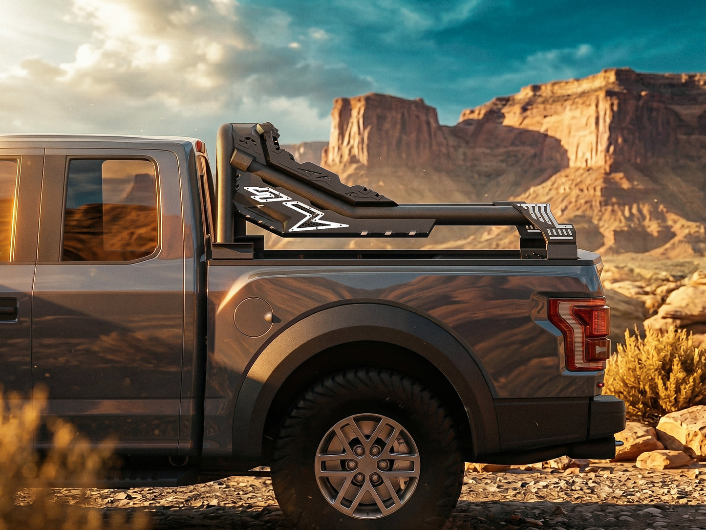55.9" – 63.0" Adjustable Width Dakrova Roll Bar | For Toyota Tacoma, Ford Ranger, Chevy Colorado, GMC Canyon, Nissan Frontier, Jeep Gladiator JT Mid Size Pickup Trucks