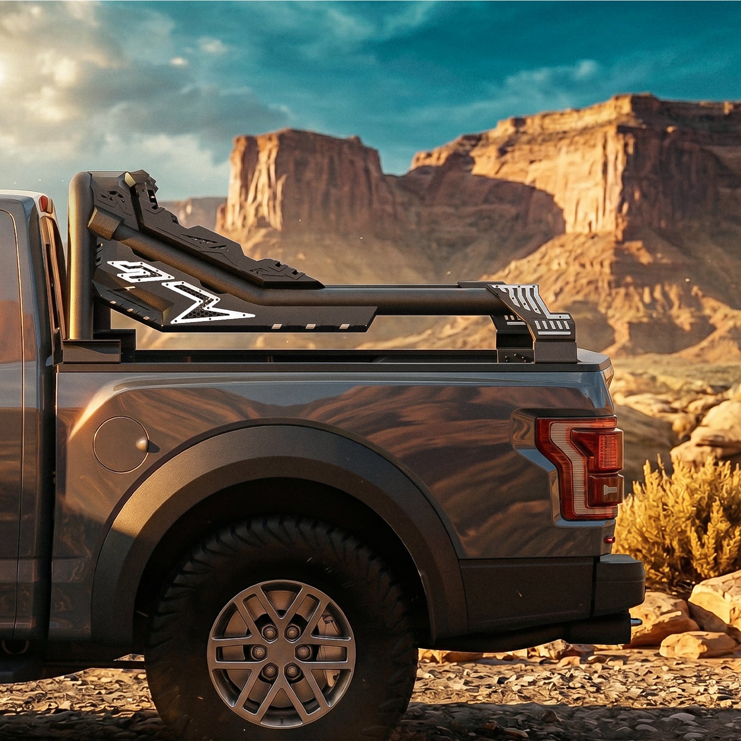 55.9" – 63.0" Adjustable Width Dakrova Roll Bar | For Toyota Tacoma, Ford Ranger, Chevy Colorado, GMC Canyon, Nissan Frontier, Jeep Gladiator JT Mid Size Pickup Trucks