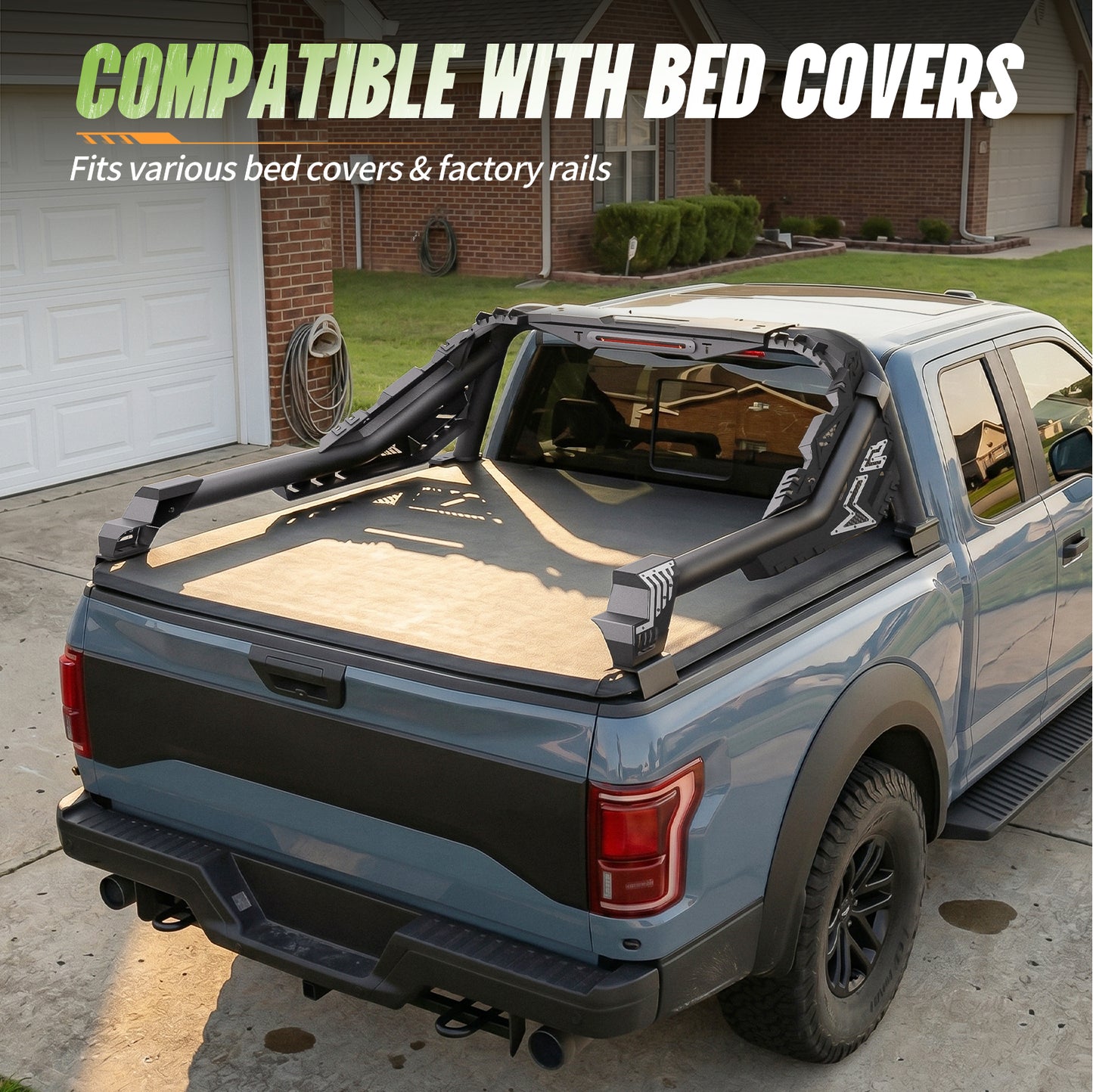 55.9" – 63.0" Adjustable Width Dakrova Roll Bar | For Toyota Tacoma, Ford Ranger, Chevy Colorado, GMC Canyon, Nissan Frontier, Jeep Gladiator JT Mid Size Pickup Trucks